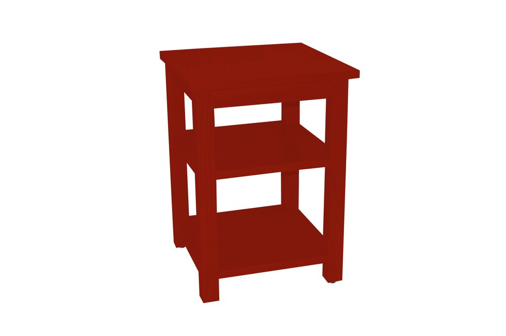 Red Solid Wood Nightstand - 28-inch