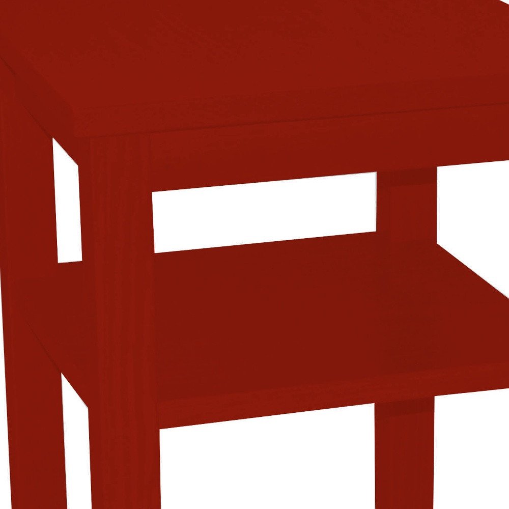 Red Solid Wood Nightstand - 28-inch