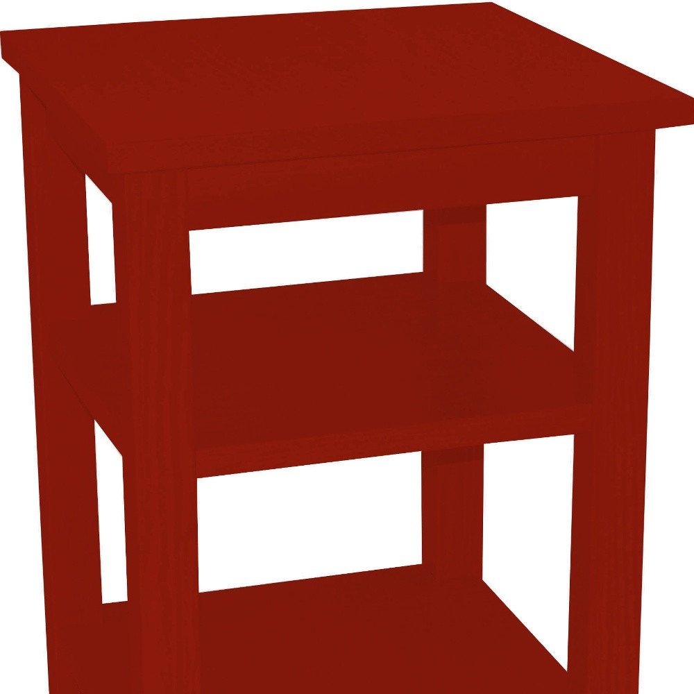 Red Solid Wood Nightstand - 28-inch
