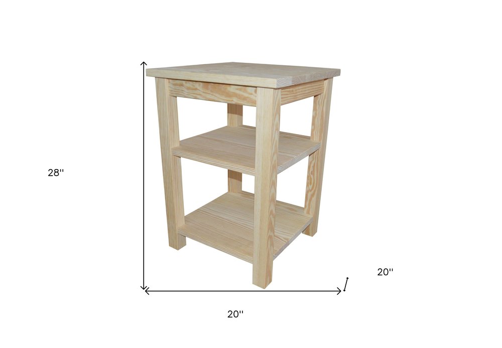 Tan Solid Wood Nightstand - 28-inch