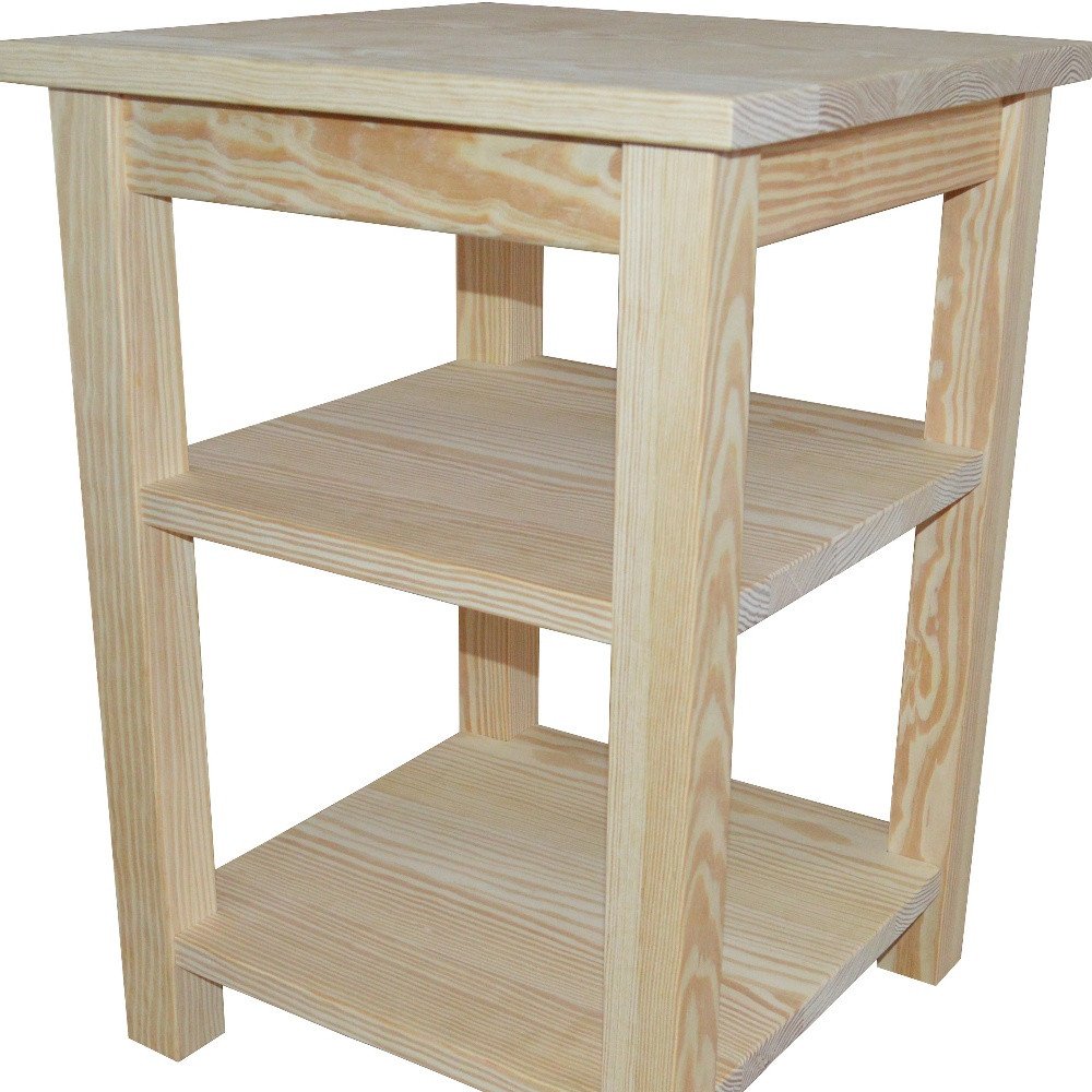 Tan Solid Wood Nightstand - 28-inch