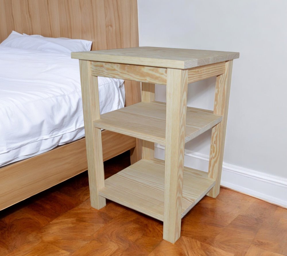 Tan Solid Wood Nightstand - 28-inch
