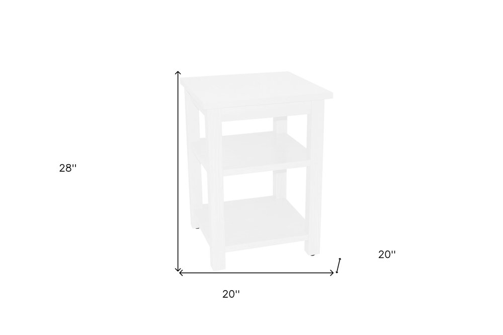 White Solid Wood Nightstand - 28-inch