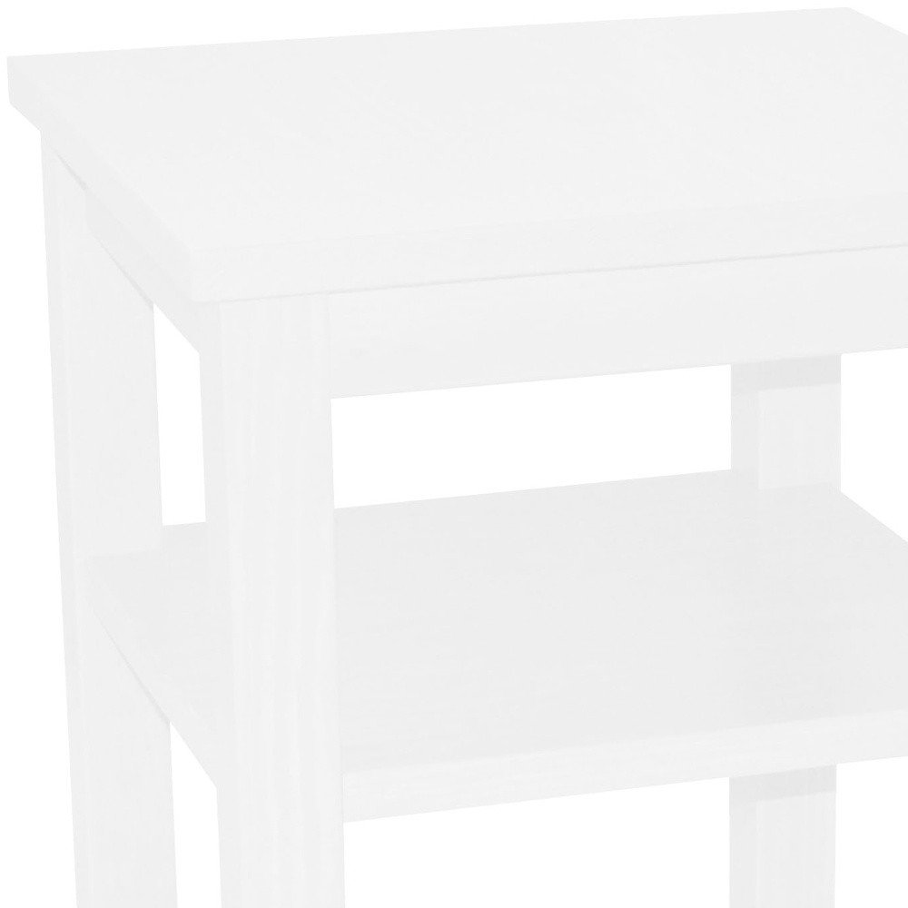 White Solid Wood Nightstand - 28-inch