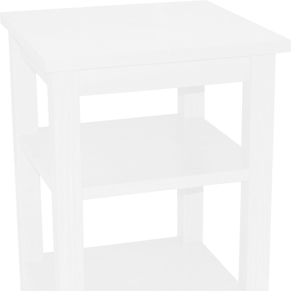 White Solid Wood Nightstand - 28-inch