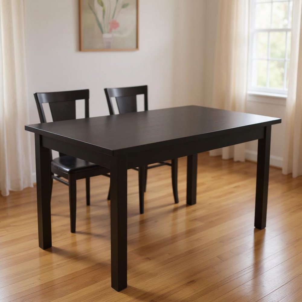 Black Solid Wood Dining Table - 48-inch