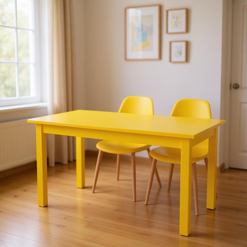 Yellow Solid Wood Dining Table - 48-inch