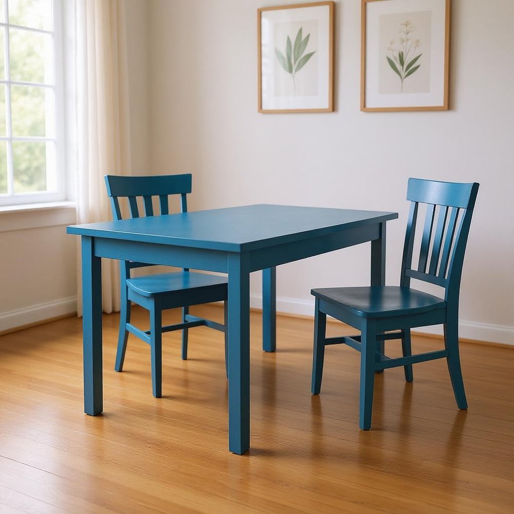 Caribbean Blue Solid Wood Dining Table - 48-inch