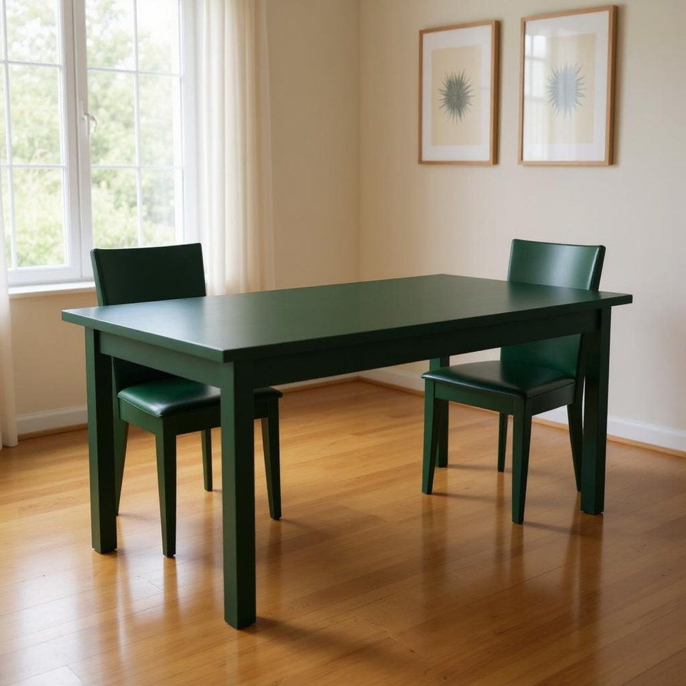 Dark Green Solid Wood Dining Table - 48-inch