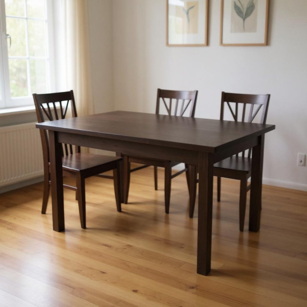 Dark Brown Solid Wood Dining Table - 48-inch