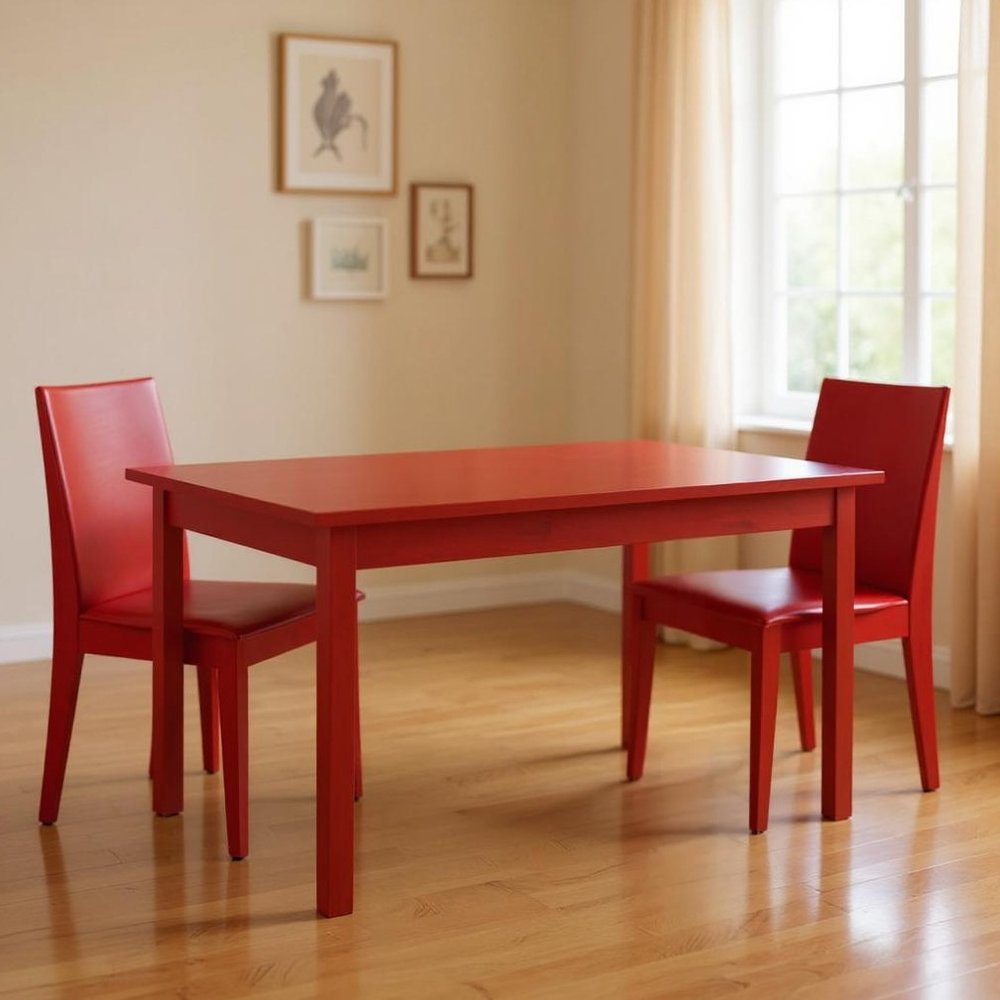 Fire Engine Red Solid Wood Dining Table - 48-inch