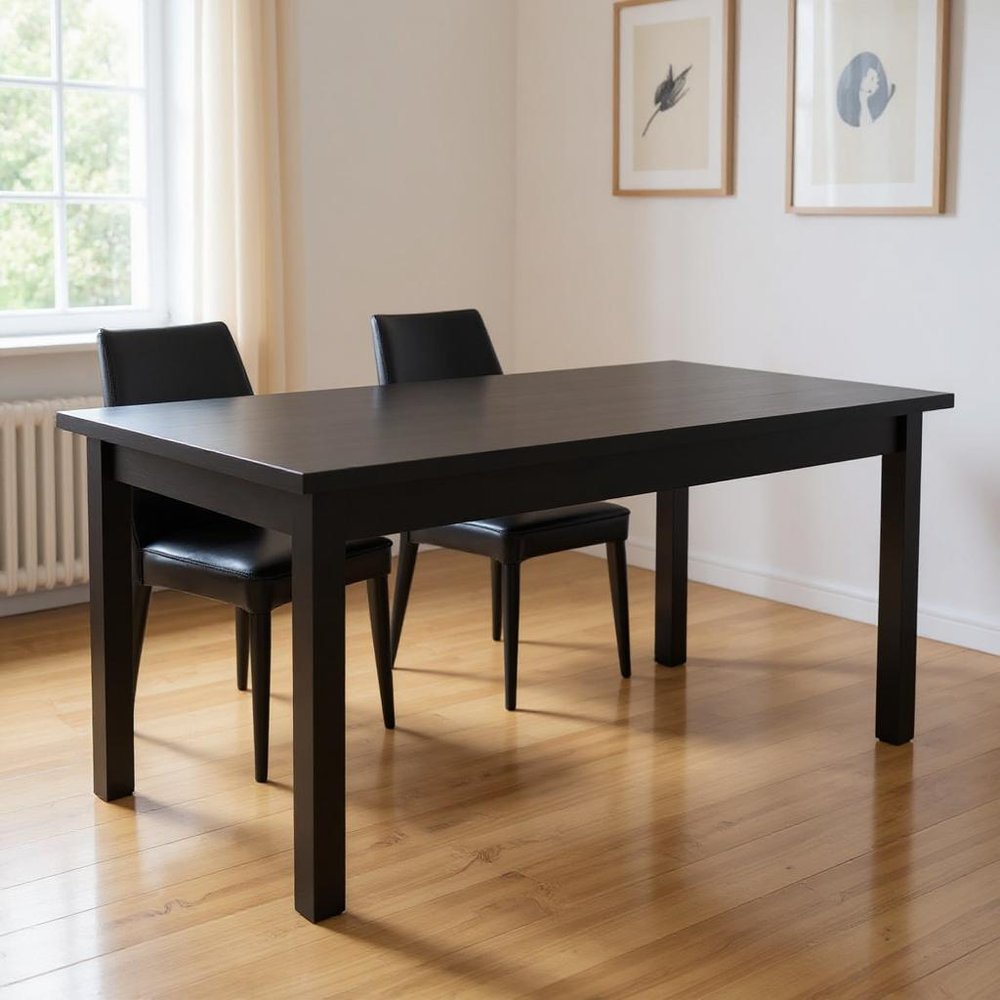 Black Solid Wood Dining Table - 60-inch