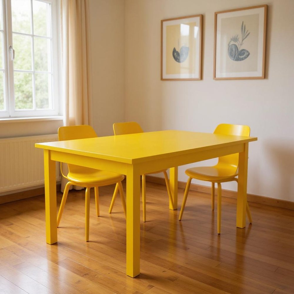 Yellow Solid Wood Dining Table - 60-inch