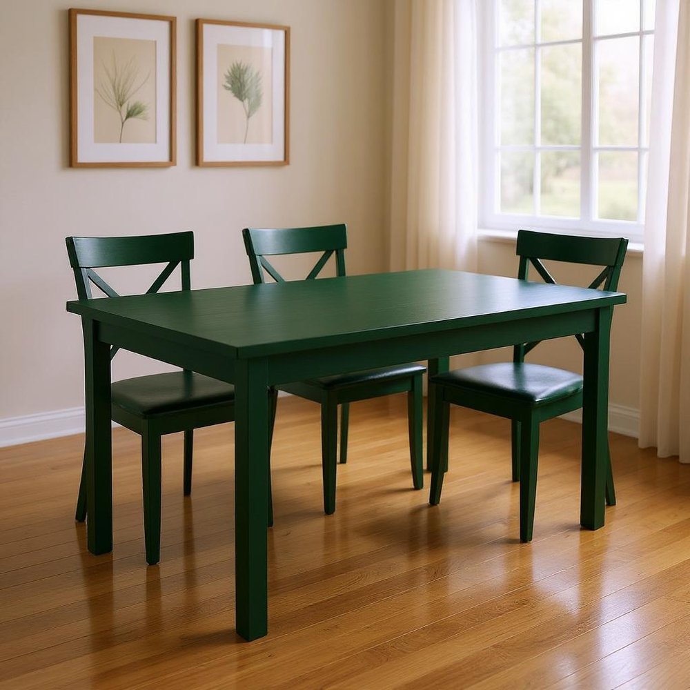 Dark Green Solid Wood Dining Table - 60-inch