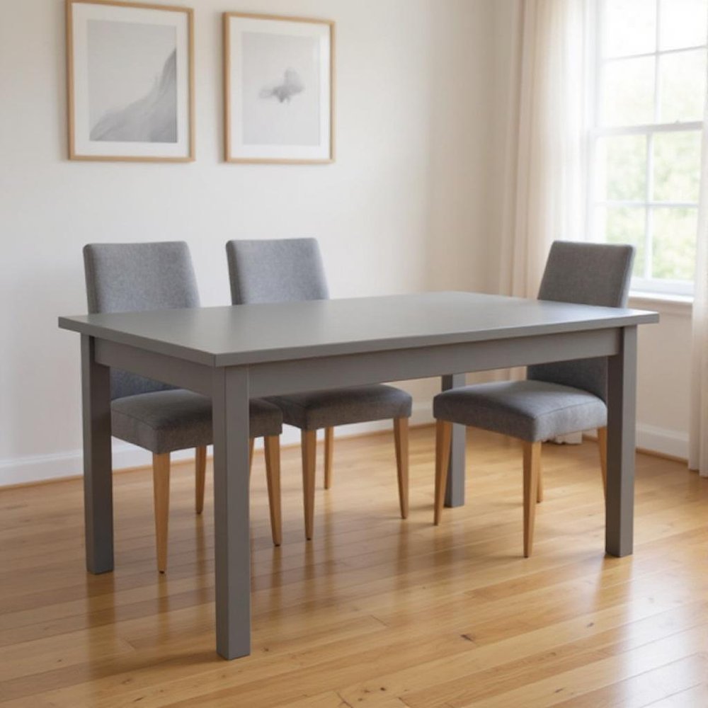 Gray Solid Wood Dining Table - 60-inch