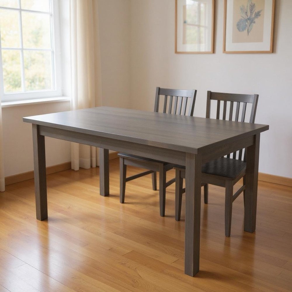 Gray Solid Wood Dining Table - 60-inch