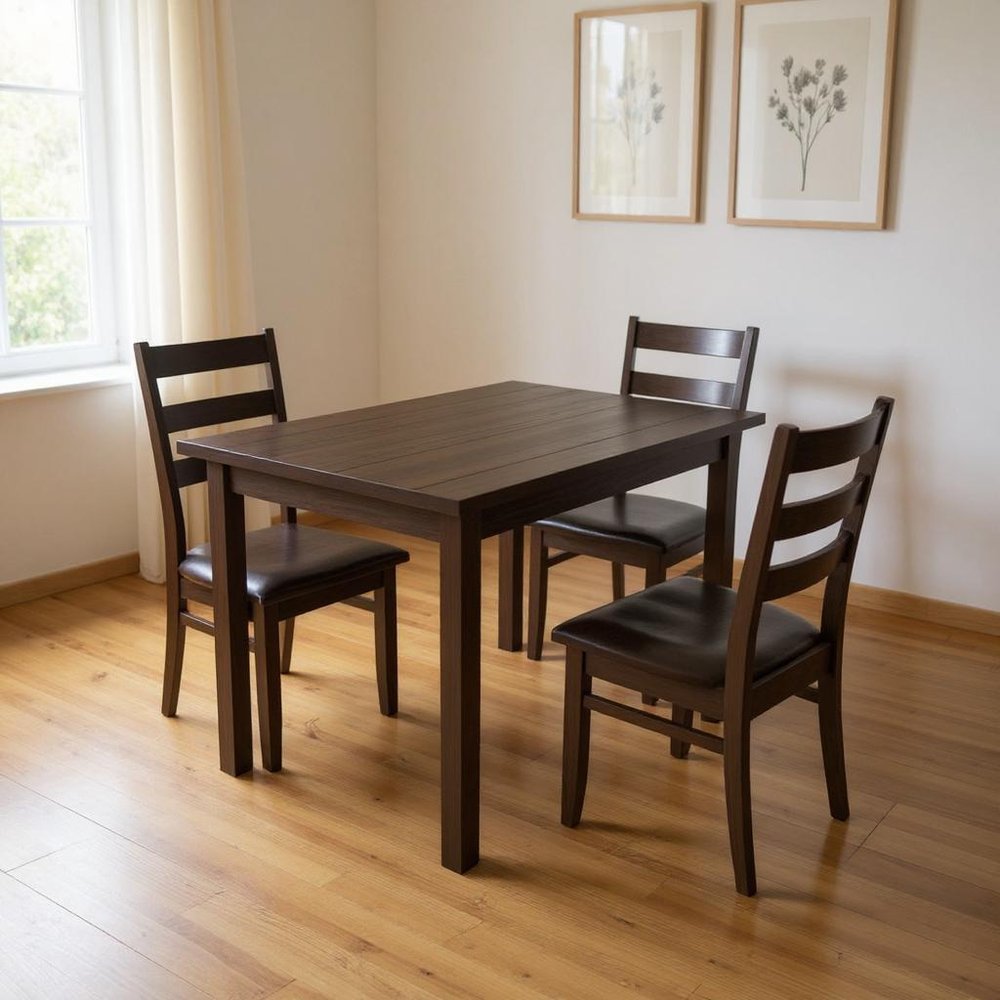 Dark Brown Solid Wood Dining Table - 60-inch