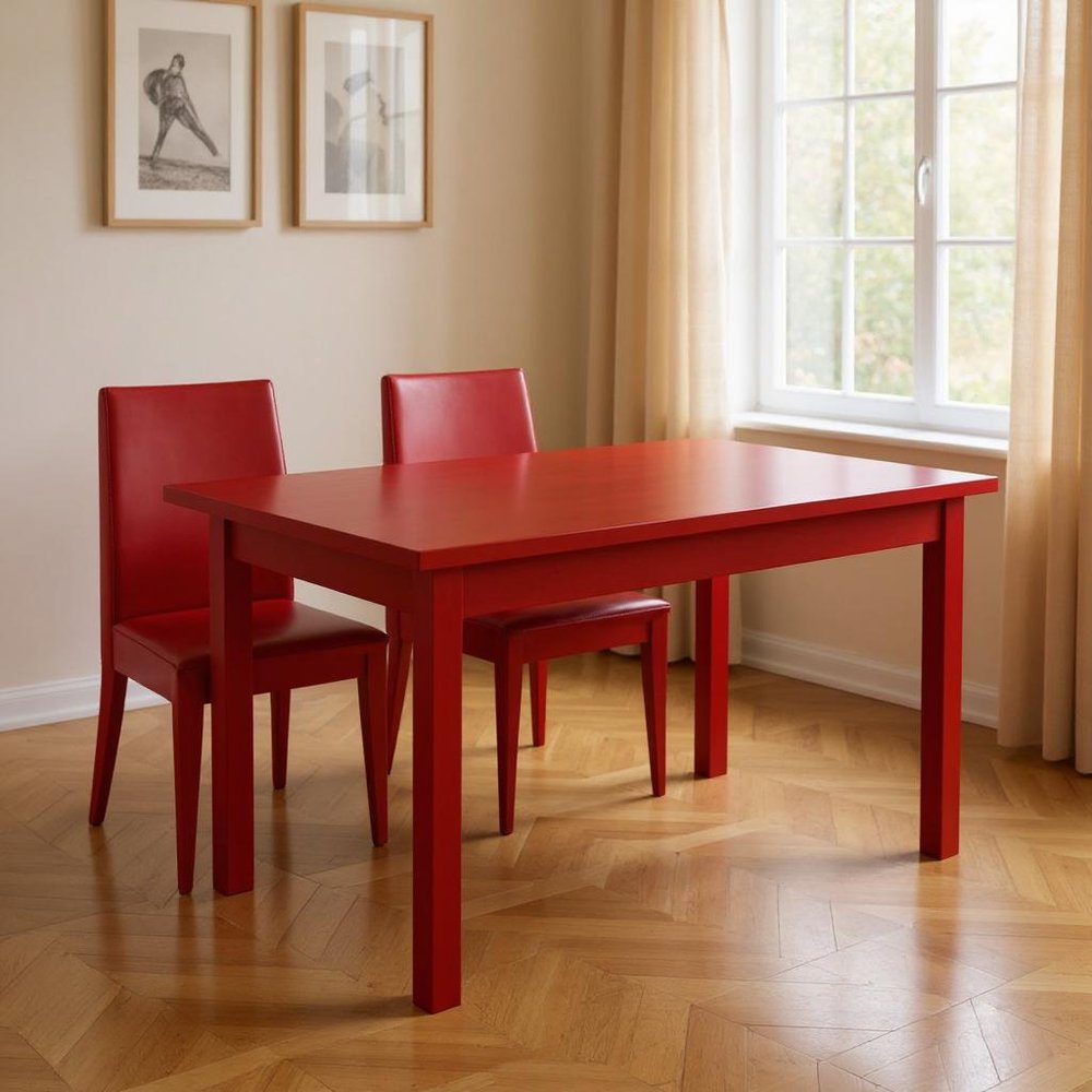Fire Engine Red Solid Wood Dining Table - 60-inch