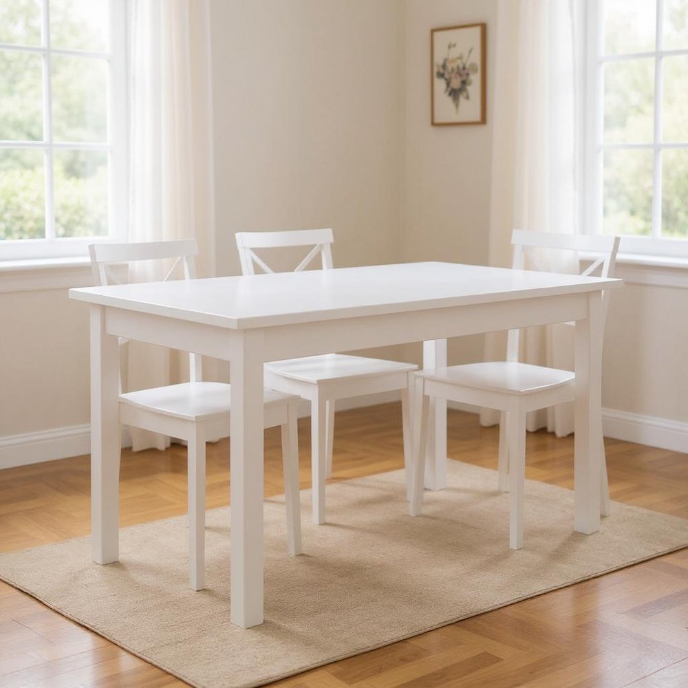 White Solid Wood Dining Table - 60-inch