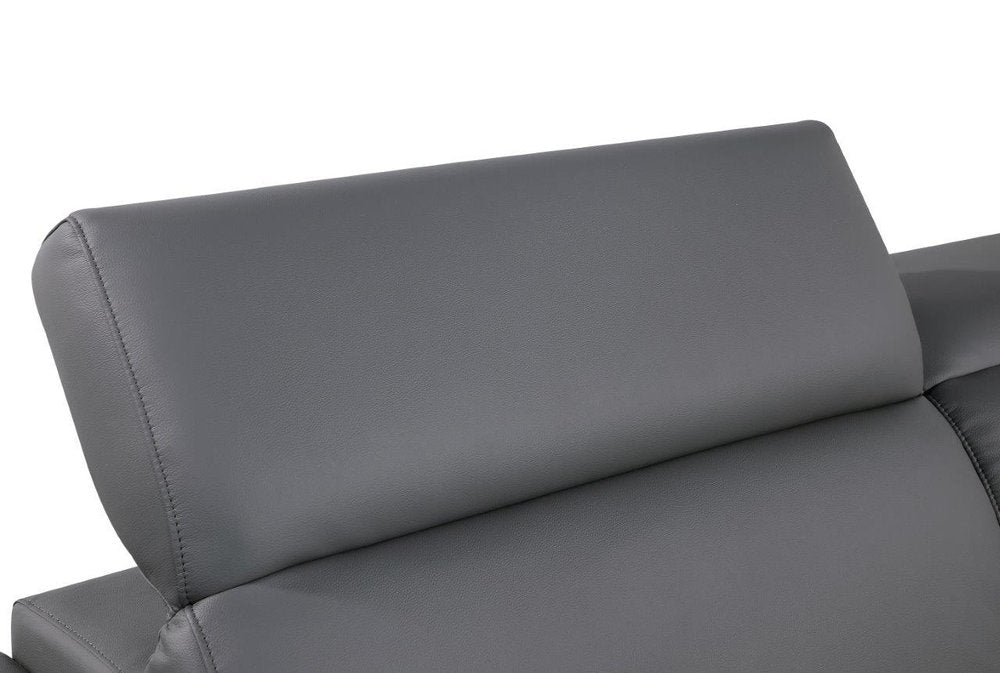 Beige Leather Sofa with Silver Legs - 89-inch