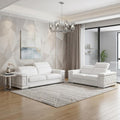 Two Piece White Genuine Leather Five Person Seating Set