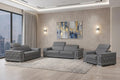 Three Piece Gray Genuine Leather Six Person Seating Set