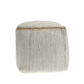 Gray and Natural Cotton and Jute Cube Pouf Ottoman - 18-inch
