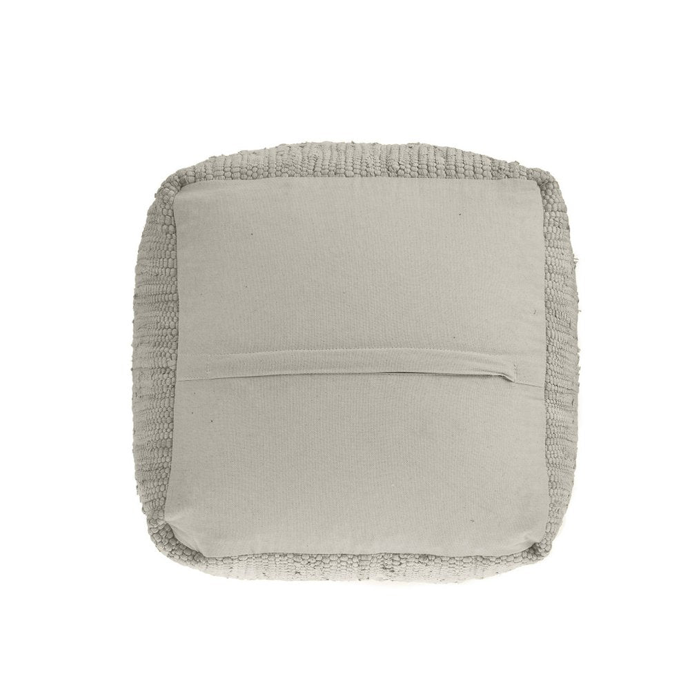 Gray and Natural Cotton and Jute Cube Pouf Ottoman - 18-inch