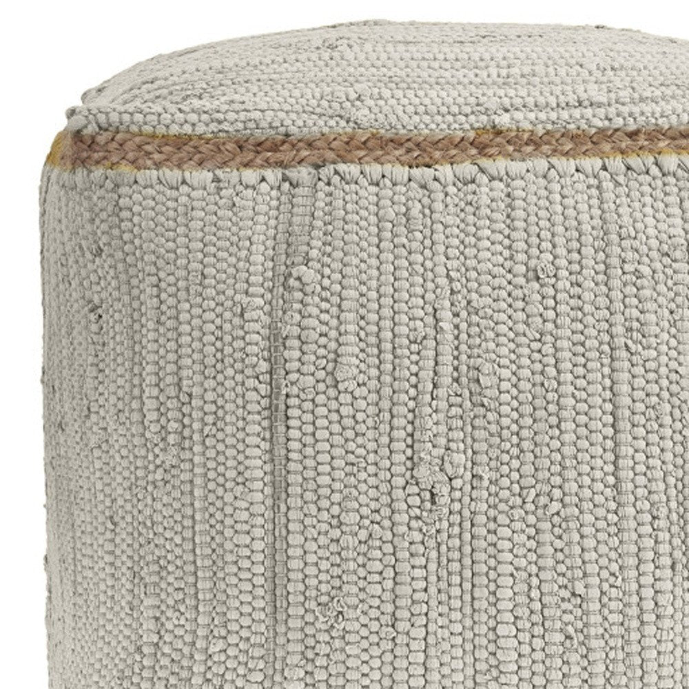 Gray and Natural Cotton and Jute Cube Pouf Ottoman - 18-inch