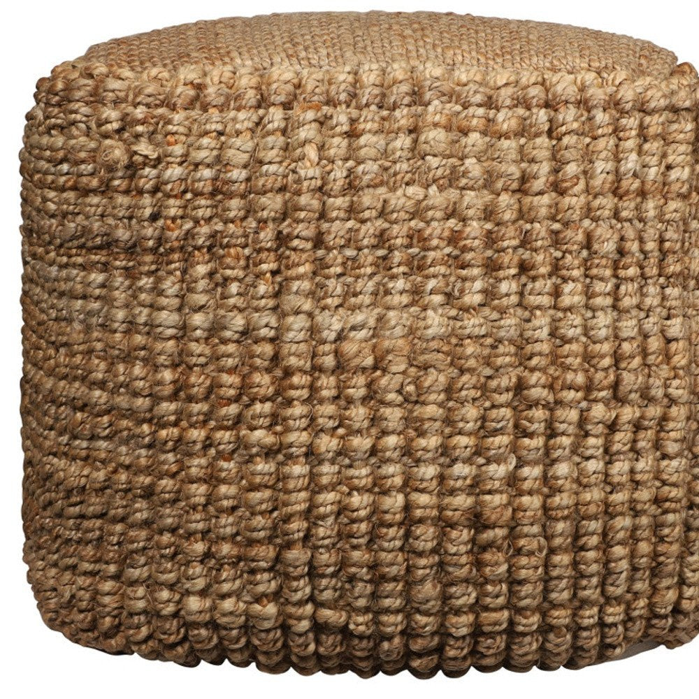Natural Jute Blend Cube Pouf Ottoman - 18-inch