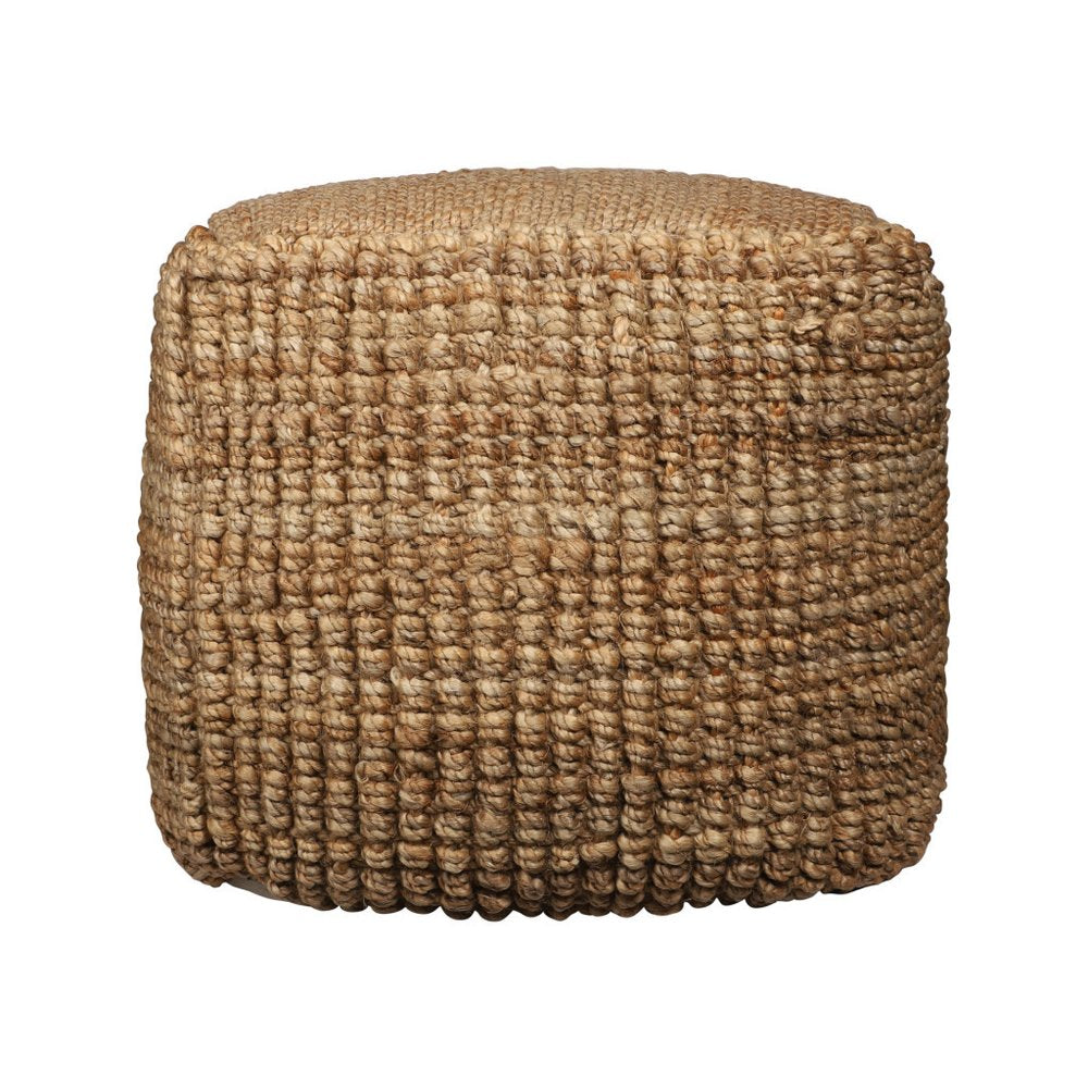 Natural Jute Blend Cube Pouf Ottoman - 18-inch