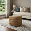 Natural Jute Blend Cube Pouf Ottoman - 18-inch
