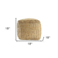 Natural Jute Blend Cube Striped Pouf Ottoman - 18-inch