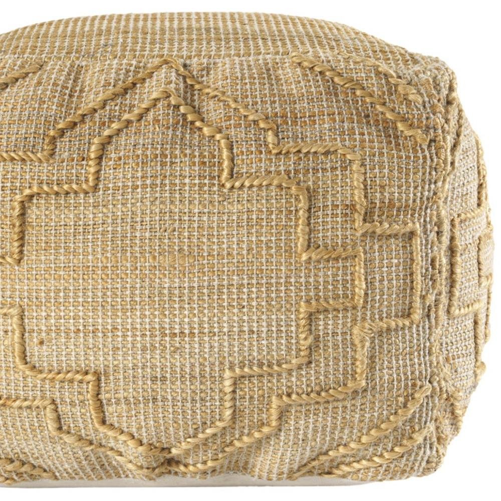 Natural Jute Blend Quatrefoil Cube Pouf Ottoman - 18-inch