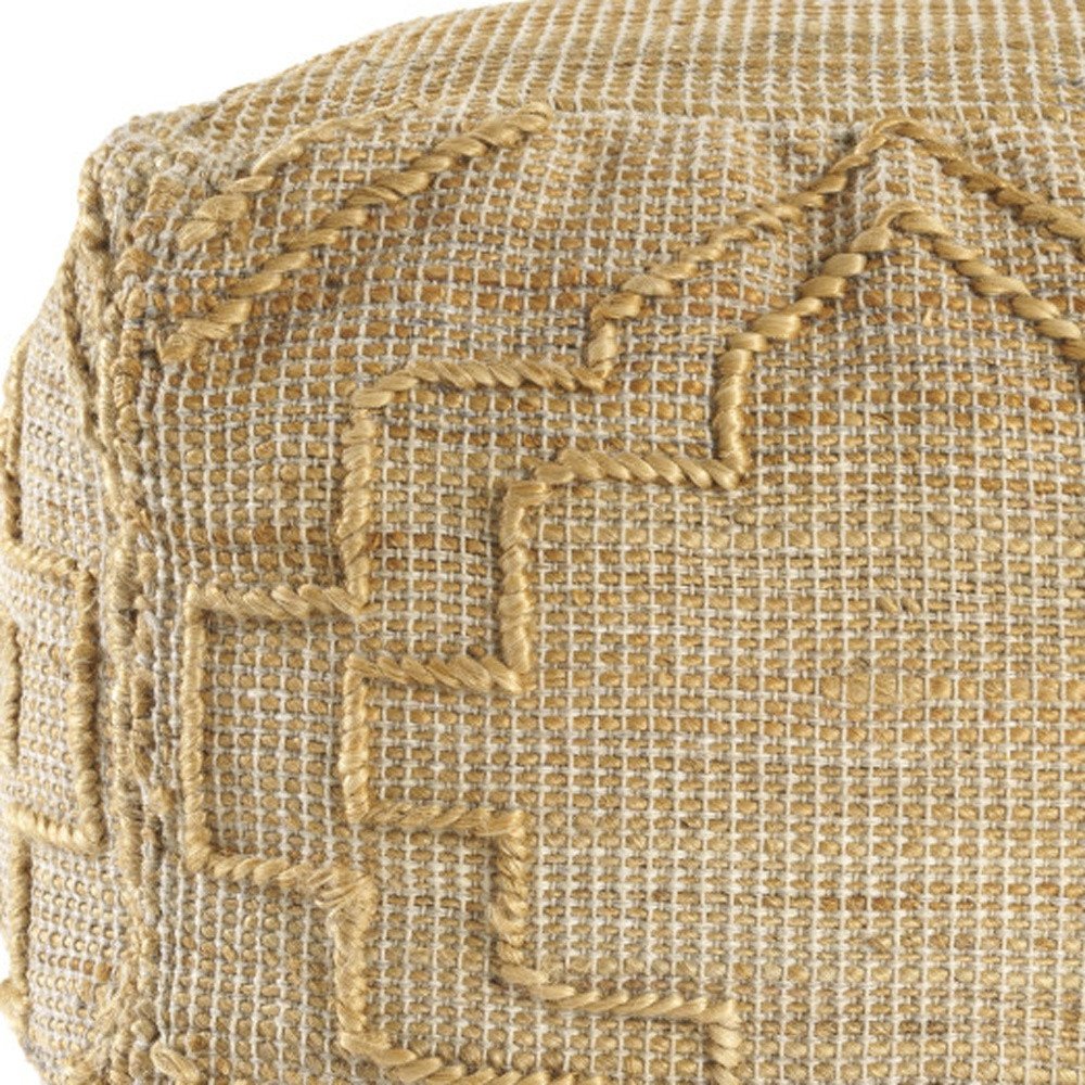 Natural Jute Blend Quatrefoil Cube Pouf Ottoman - 18-inch