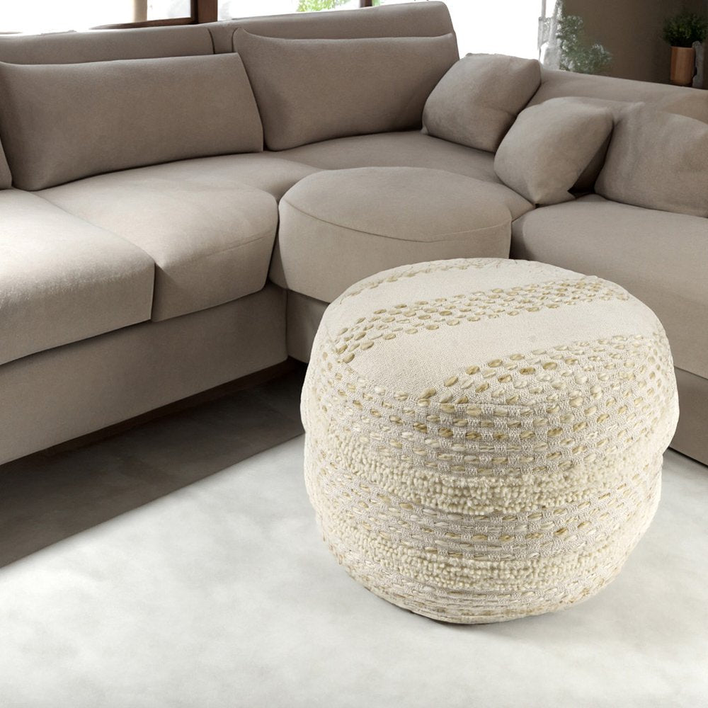 Blue Cotton Blend Ottoman - 18-inch