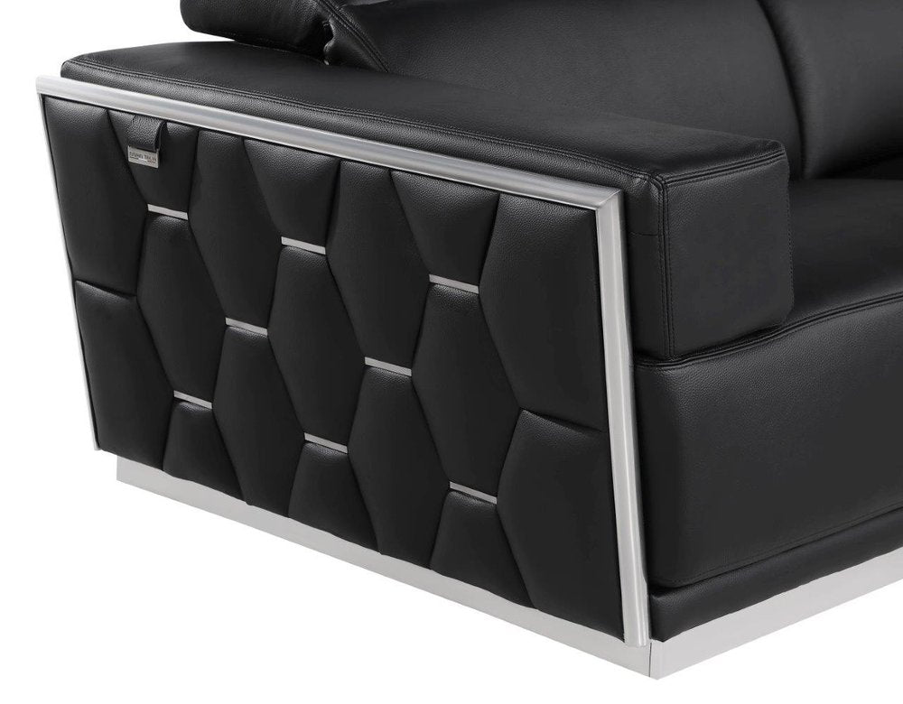 Beige and Gold Leather Sofa - 89-inch