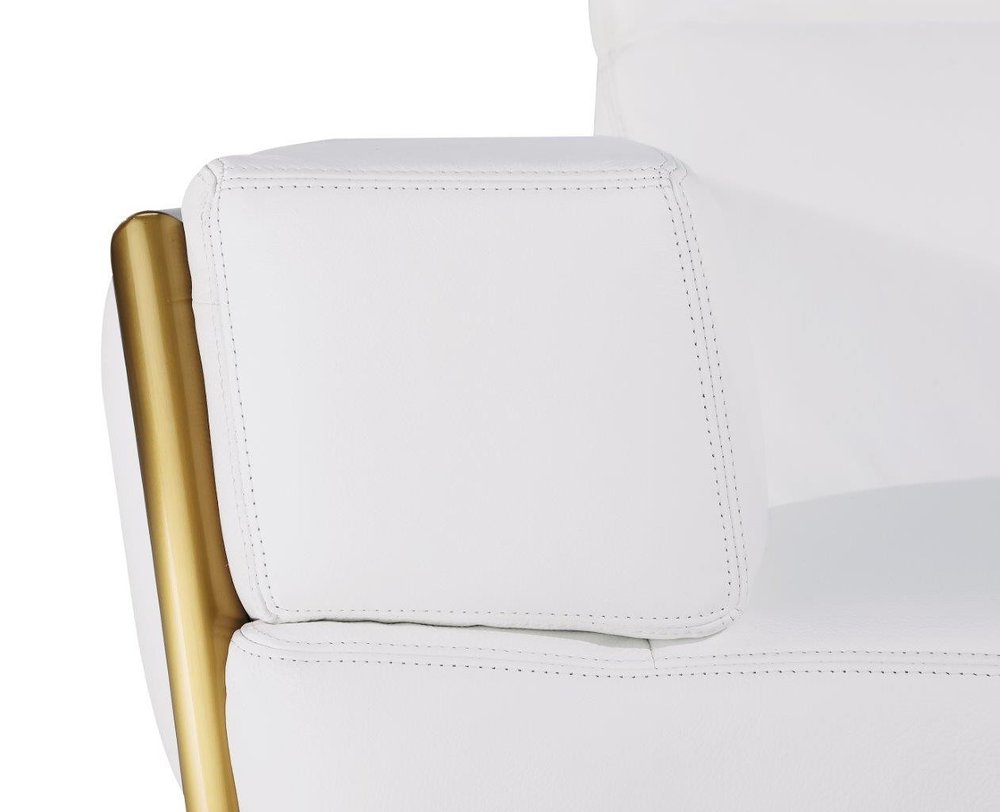 Beige and Gold Leather Sofa - 89-inch