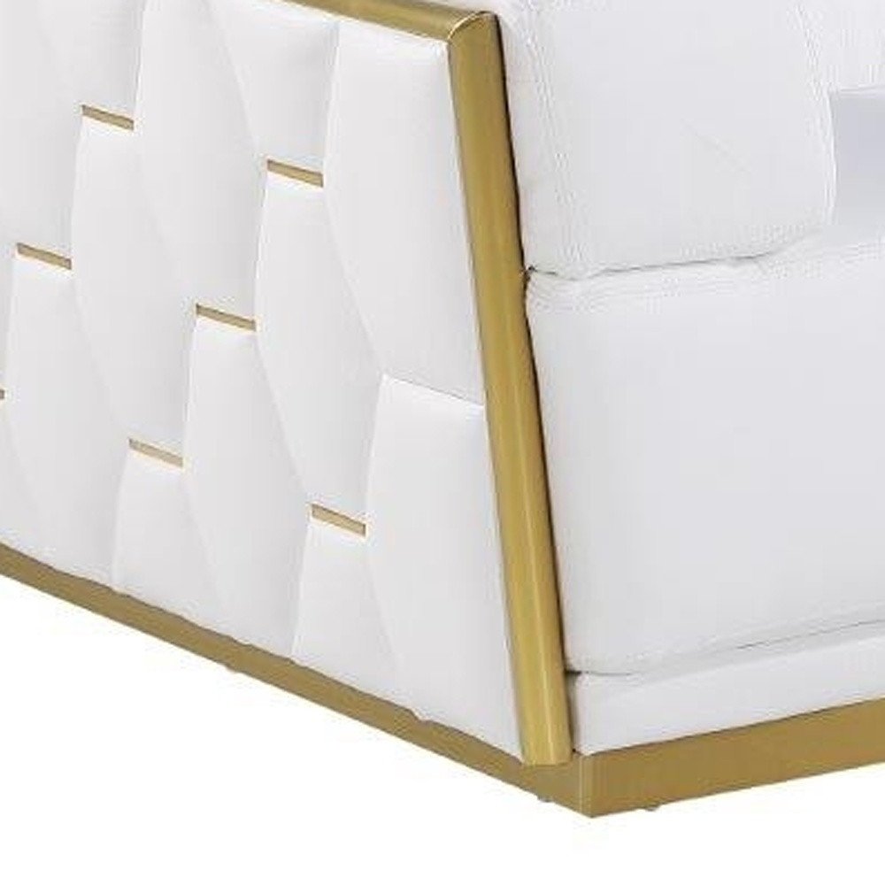 White and Silver Italian Leather Loveseat - 70-inch