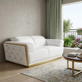 White and Silver Italian Leather Loveseat - 70-inch
