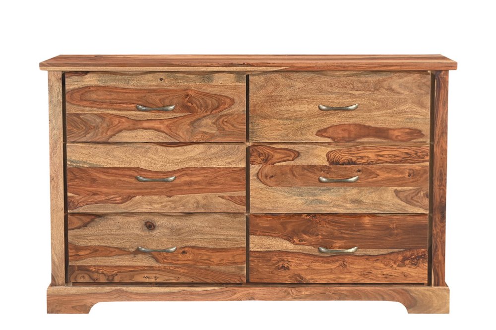 Dark Brown Solid Wood Six Drawer Dresser - 60-inch