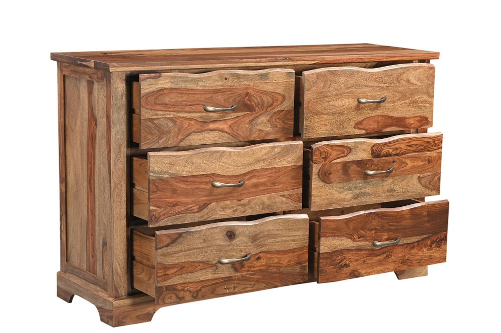 Dark Brown Solid Wood Six Drawer Dresser - 60-inch