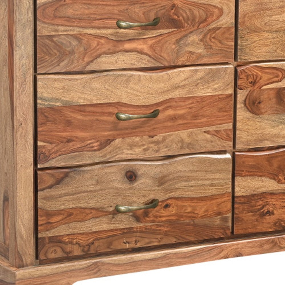 Dark Brown Solid Wood Six Drawer Dresser - 60-inch