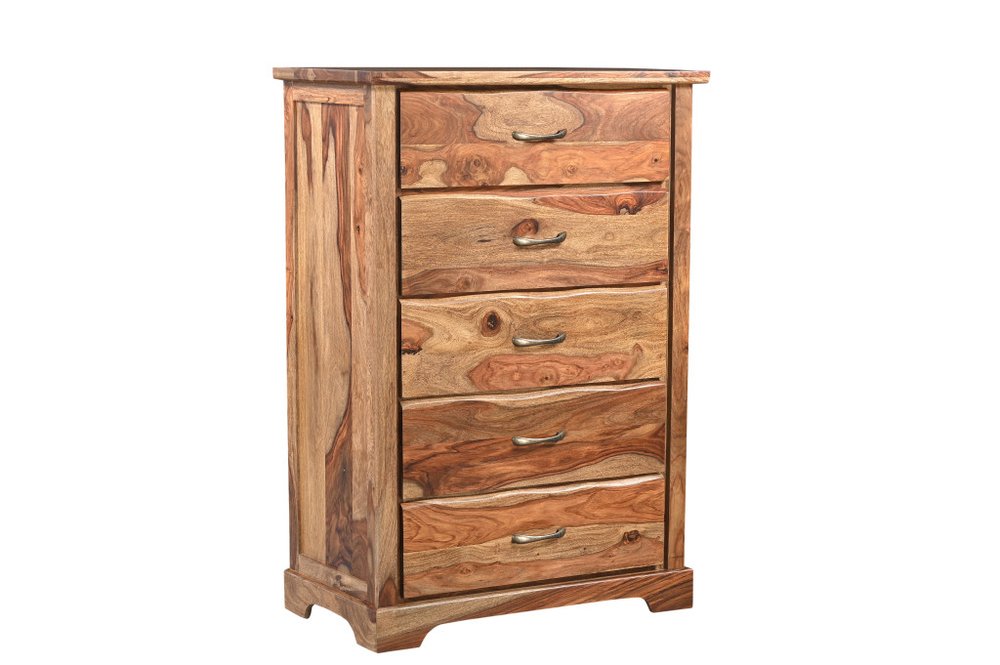 Dark Brown Solid Wood Five Drawer Chest - 36-inch