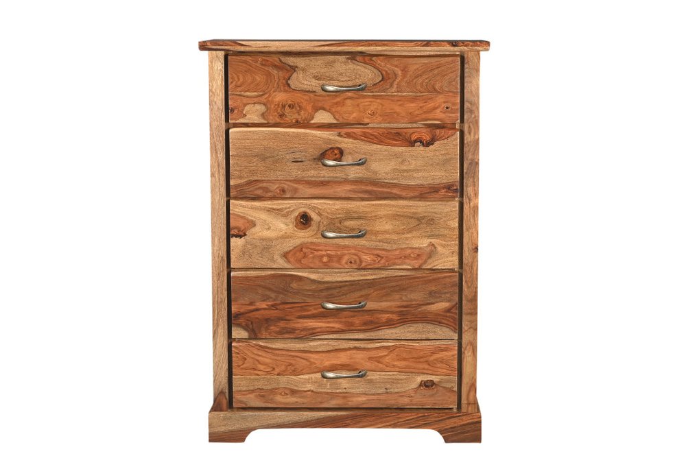 Dark Brown Solid Wood Five Drawer Chest - 36-inch