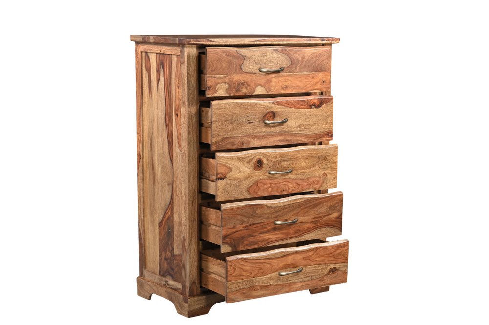Dark Brown Solid Wood Five Drawer Chest - 36-inch