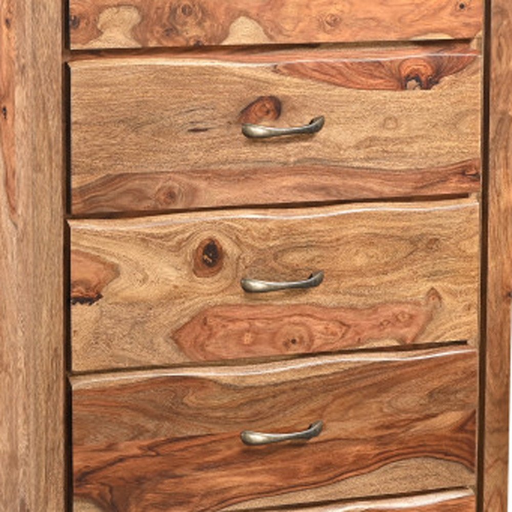 Dark Brown Solid Wood Five Drawer Chest - 36-inch