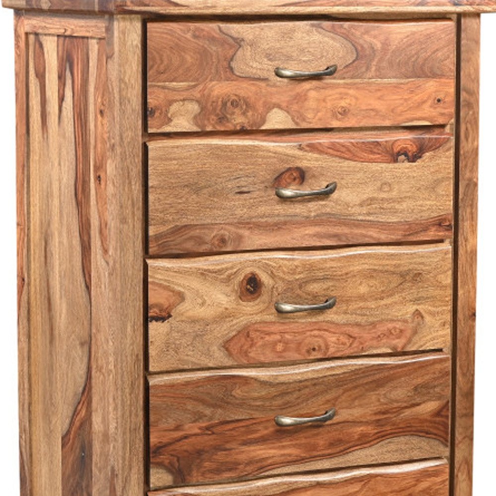 Dark Brown Solid Wood Five Drawer Chest - 36-inch