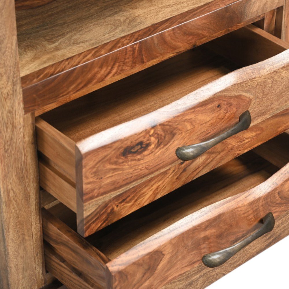 Brown Solid Wood Two Drawer Nightstand - 27-inch