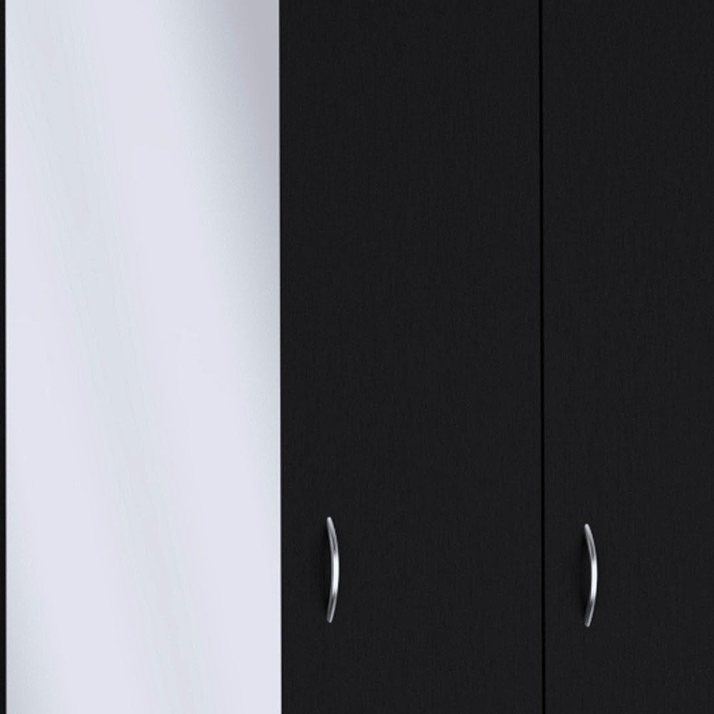 Black Wood Mirrored Two Door Two Drawer Combo Dresser - 71-inch